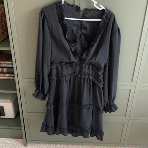 Lulu's Black Ruffle Mini Dress